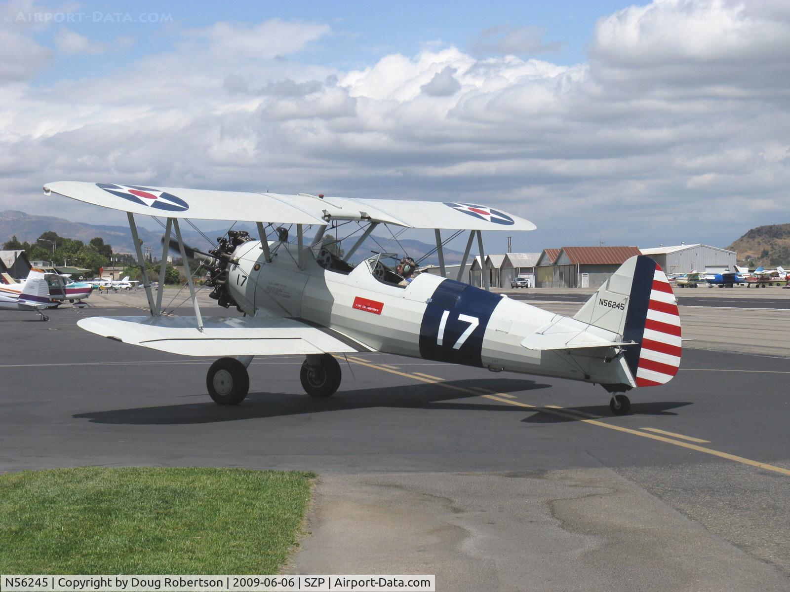 N56245, 1941 Boeing A75N1(PT17) C/N 75-4284, 1942 Boeing Stearman A75N1 (PT17), Jacobs R755-B2M 275 Hp upgrade from original 220 Hp Continental W670, taxi