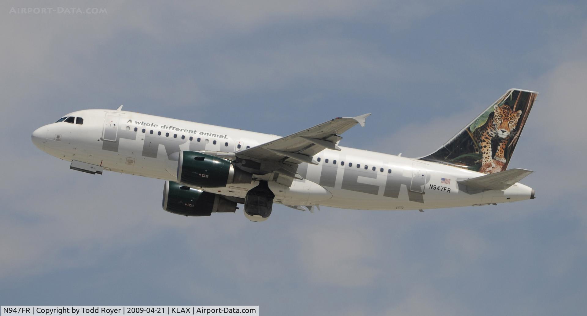N947FR, 2006 Airbus A319-111 C/N 2806, Departing LAX on 25R