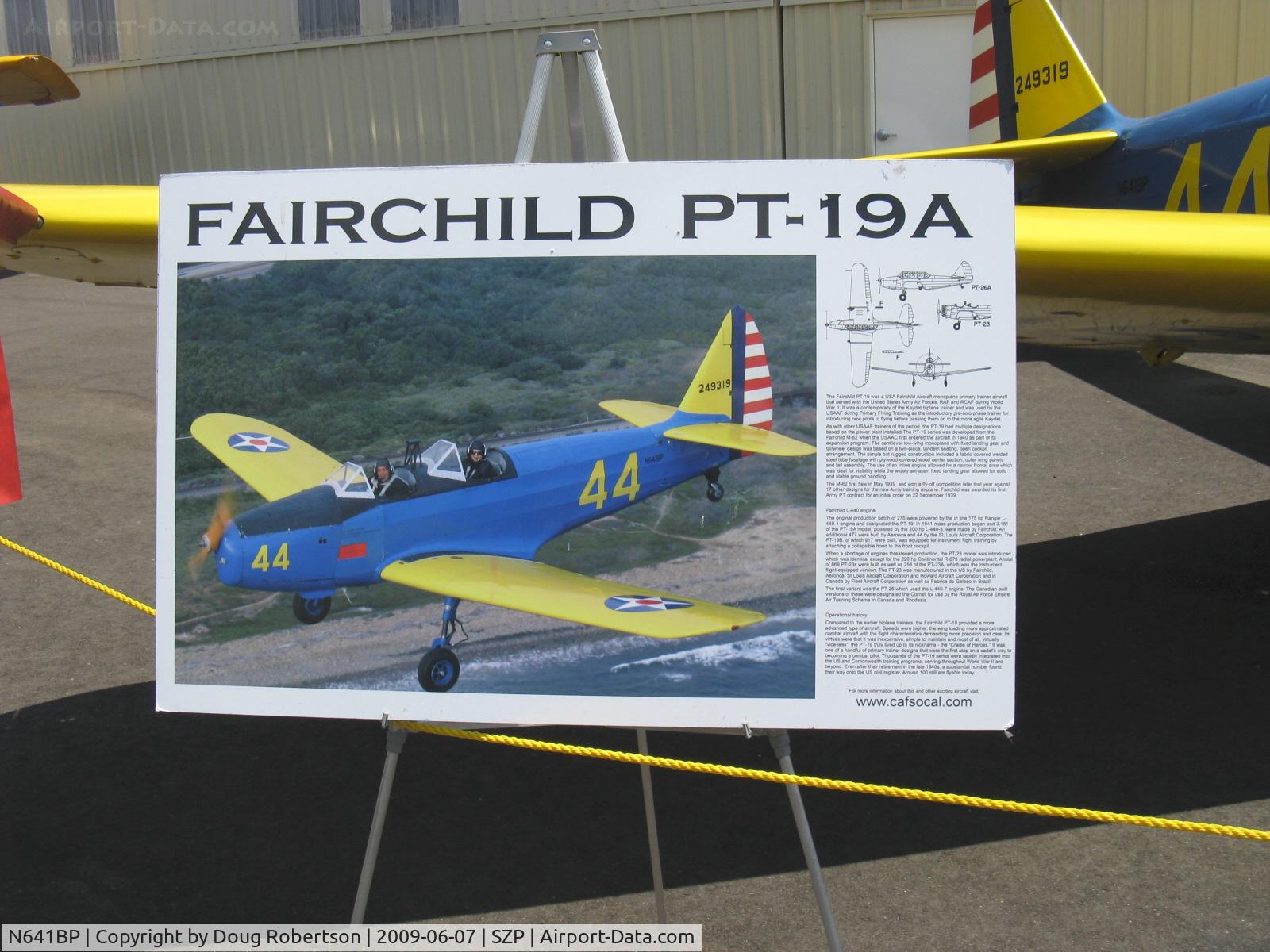 N641BP, Fairchild M-62A C/N 274HO, Fairchild M-62A CORNELL as PT-19A, Fairchild Ranger 6-440C-5 200 Hp, data card