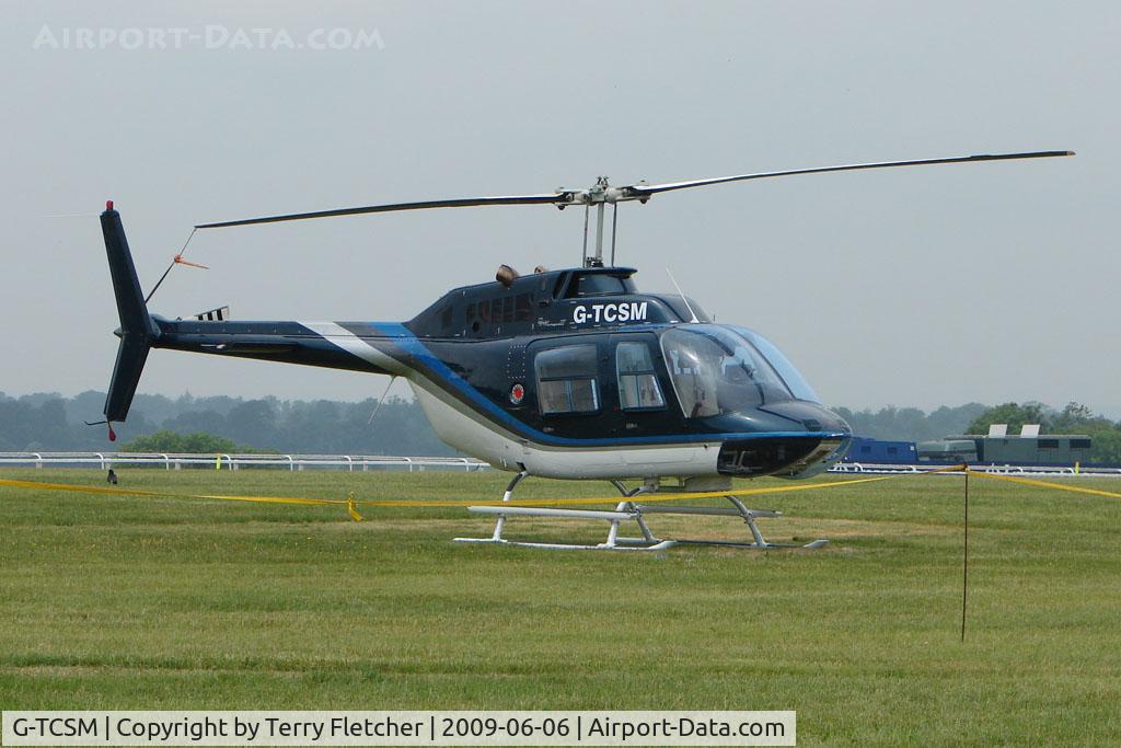 G-TCSM, 1985 Bell 206B JetRanger III C/N 3881, one of the helicopters at Epsom on 2009 Derby Day