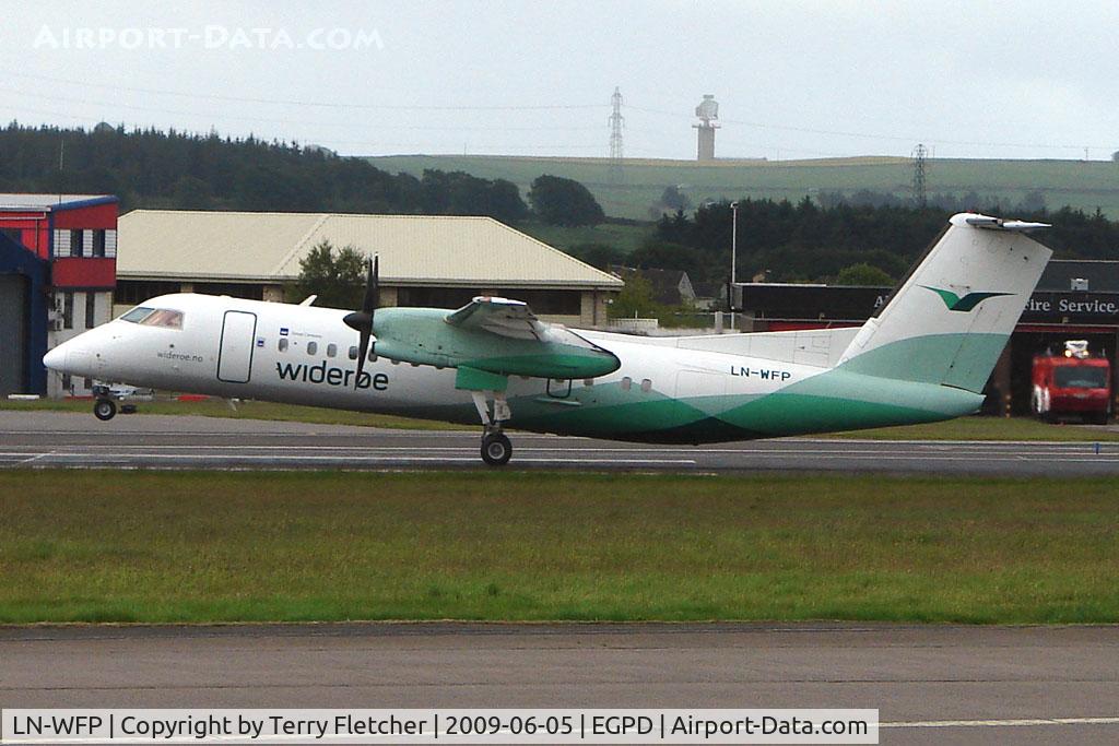 LN-WFP, 1998 De Havilland Canada DHC-8-311Q Dash 8 C/N 495, Wideroe Dash 8 departs Aberdeen