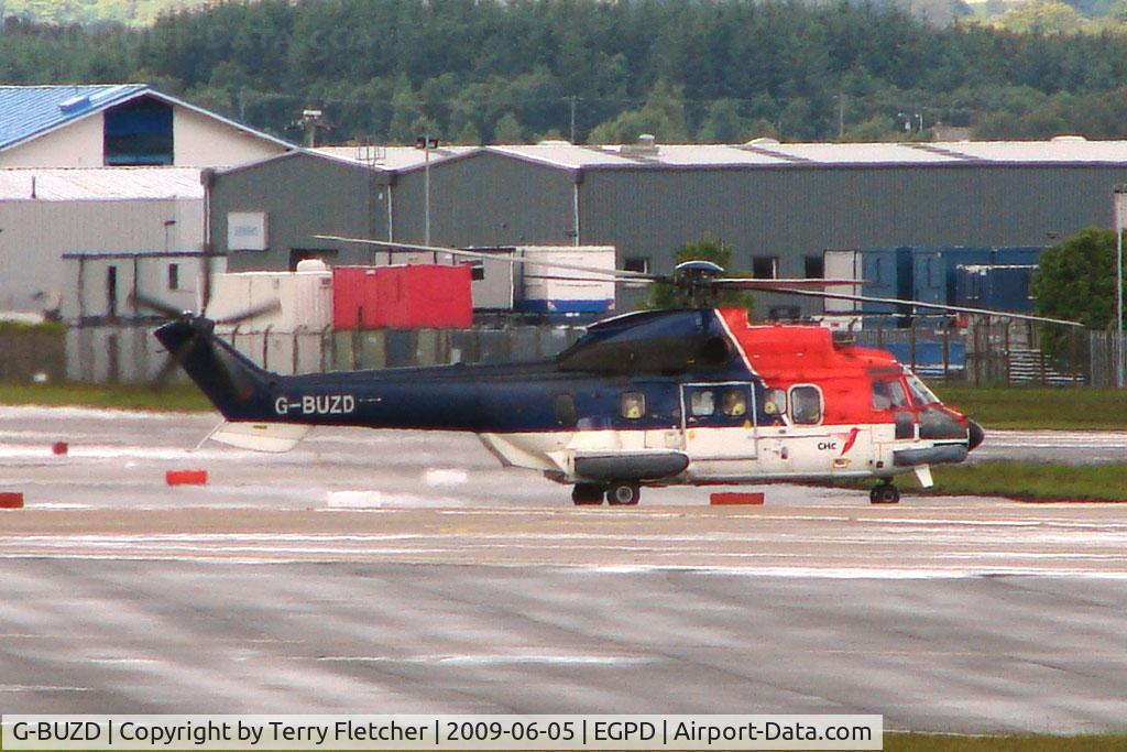 G-BUZD, Aerospatiale AS-332L Super Puma C/N 2069, AS 332L at Perth Airport in Scotland