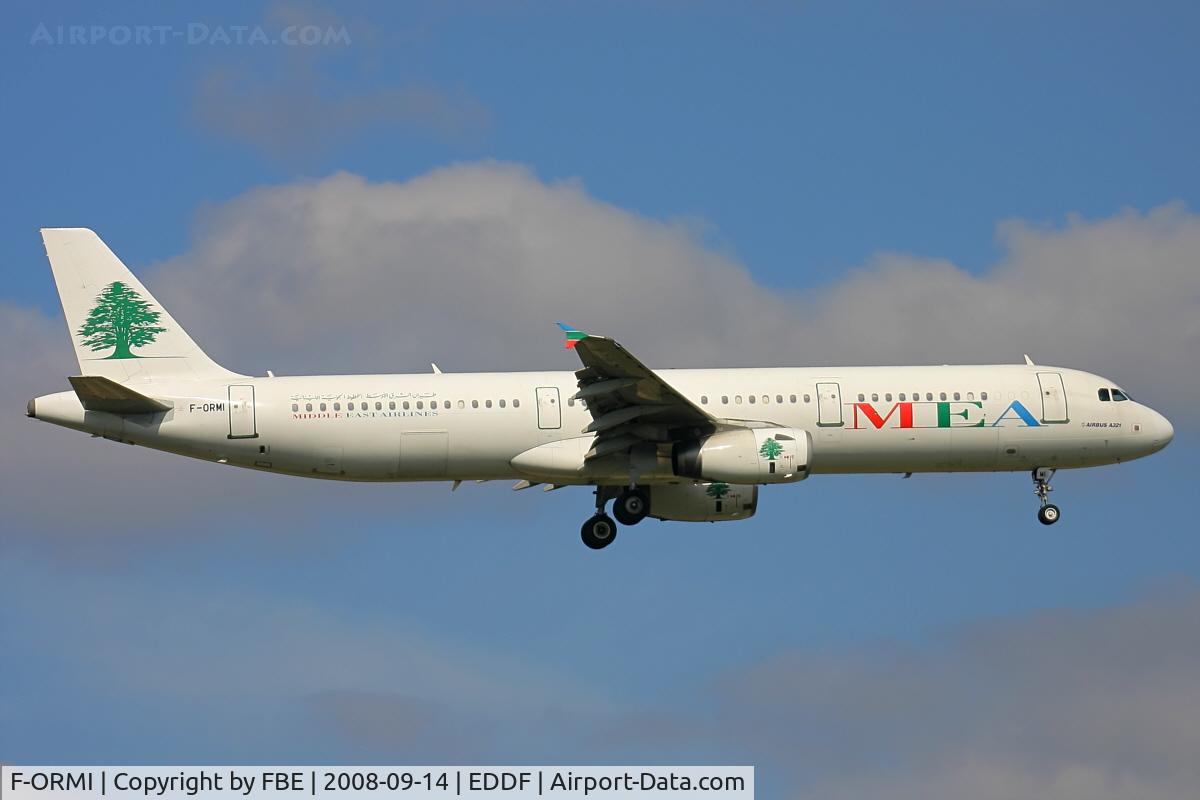 F-ORMI, 2003 Airbus A321-231 C/N 1977, MEA A321-231 short final at EDDF