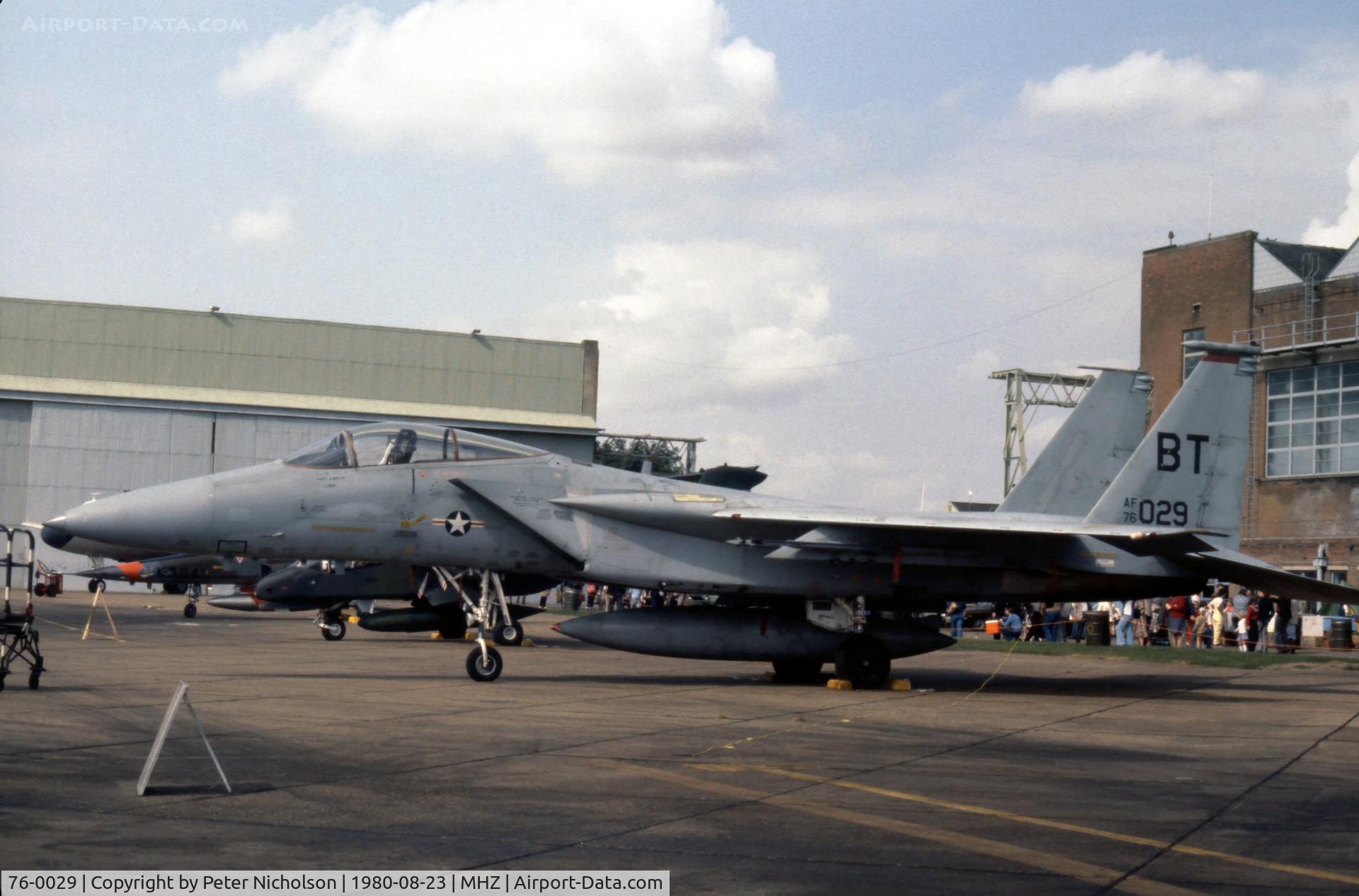 76-0029, 1976 McDonnell Douglas F-15A Eagle C/N 0209/A181, F-15A Eagle of 36th Tactical Fighter Wing at Bitburg on display at the 1980 Mildenhall Air Fete.
