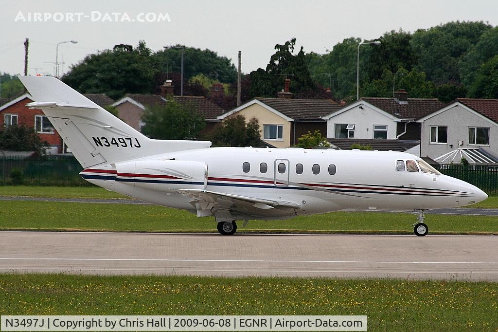 N3497J, 2008 Hawker Beechcraft 750 C/N HB-27, back tracking down the runway prior to departing from Hawarden