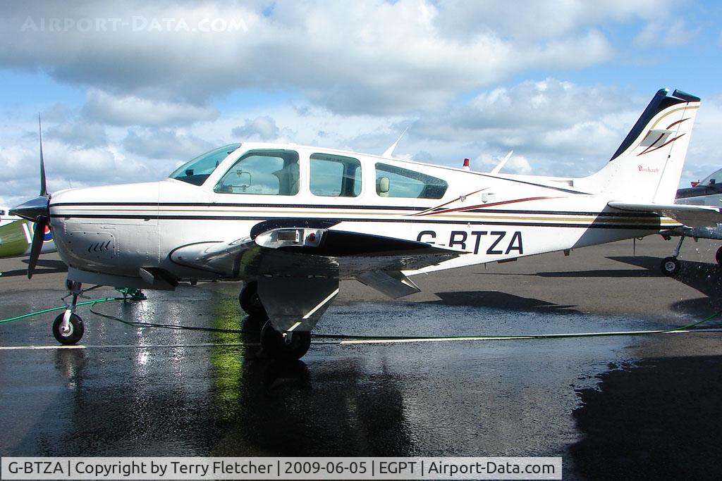 G-BTZA, 1981 Beech F33A Bonanza C/N CE-957, Beech F33A gets a good clean at Perth Airport in Scotland