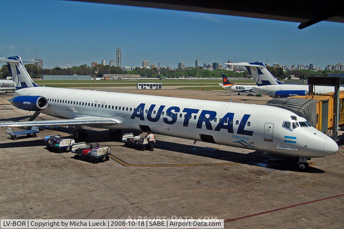 LV-BOR, 1990 McDonnell Douglas MD-88 C/N 49929, At Aeroparque (AEP)