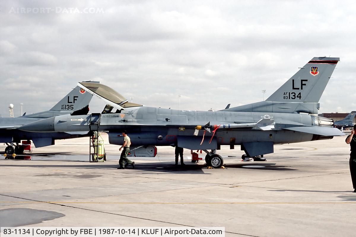 83-1134, 1983 General Dynamics F-16C Fighting Falcon C/N 5C-17, flightline scene at Luke AFB