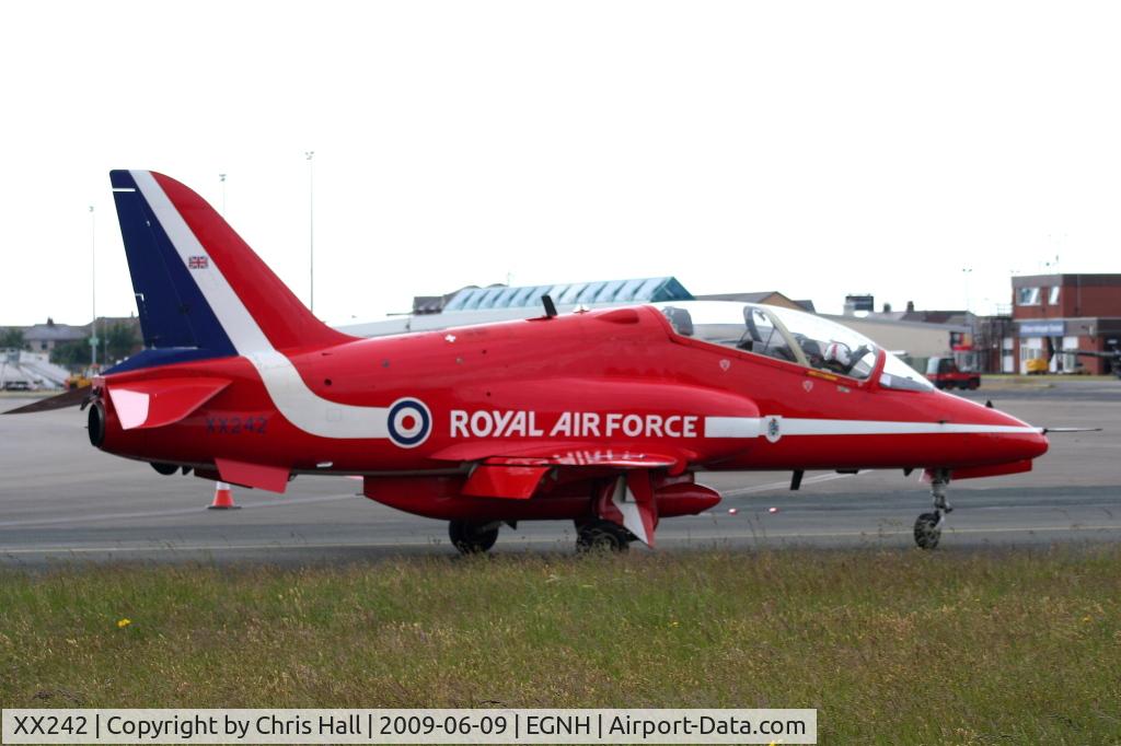 XX242, 1978 Hawker Siddeley Hawk T.1 C/N 078/312078, Red Arrow at Blackpool Airport
