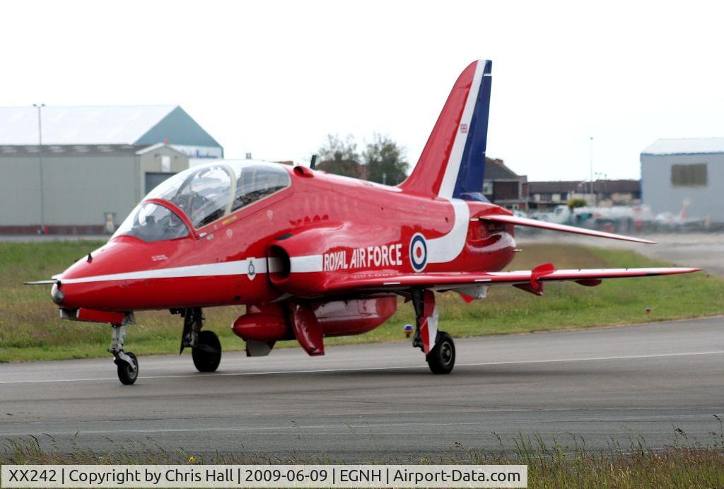 XX242, 1978 Hawker Siddeley Hawk T.1 C/N 078/312078, Red Arrow at Blackpool Airport