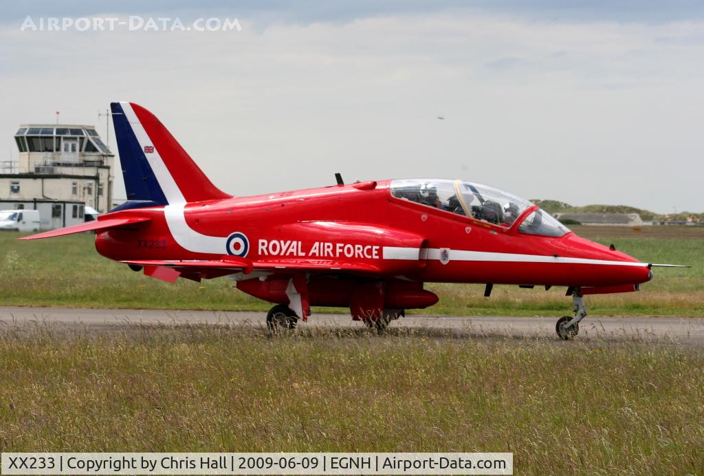 XX233, 1978 Hawker Siddeley Hawk T.1 C/N 069/312069, Red Arrow at Blackpool Airport