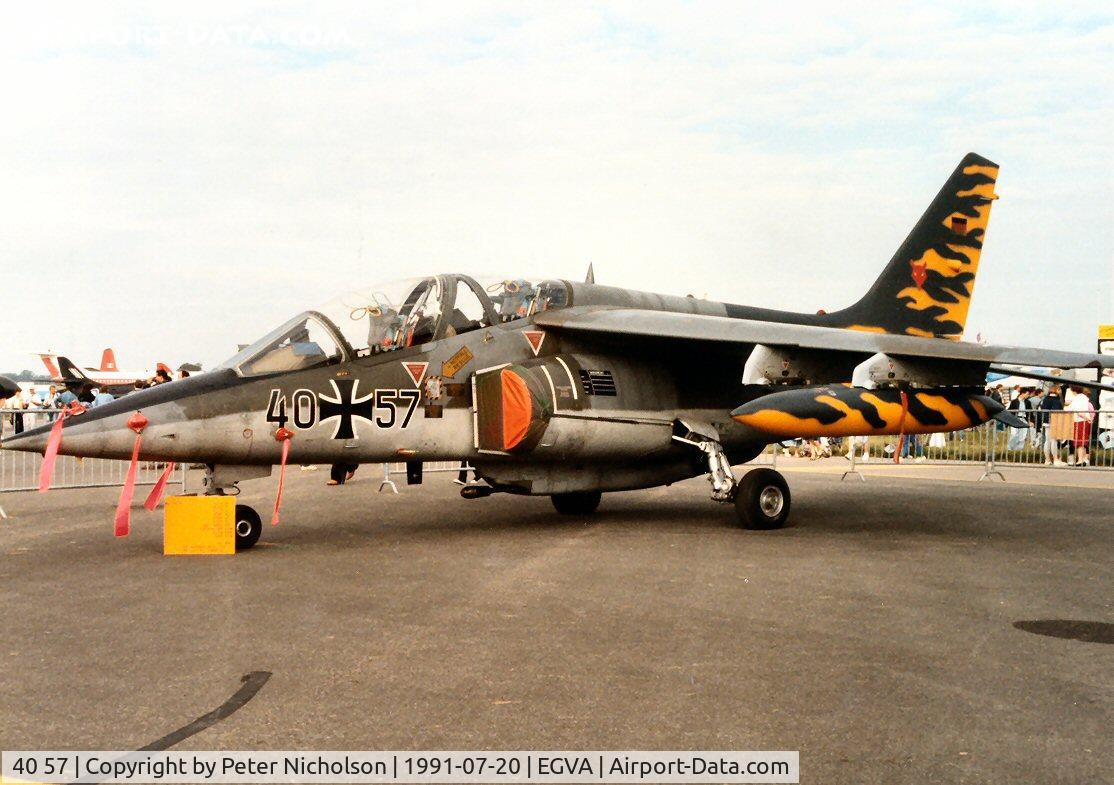 40 57, 1980 Dassault-Dornier Alpha Jet A C/N 0057, German Air Force Alpha Jet of JBG-43 at the 1991 Intnl Air Tattoo at RAF Fairford.