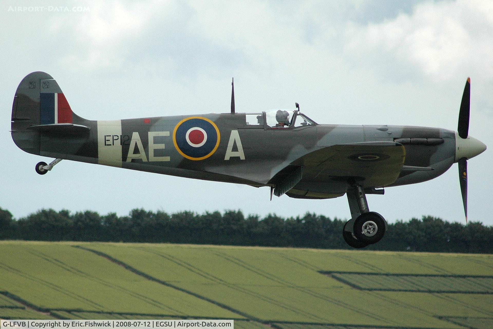 G-LFVB, 1942 Supermarine 349 Spitfire LF.Vb C/N CBAF.2403, 42. 'AE-A' at Duxford Flying Legends Air Show July 2008 (The Fighter Collection)
