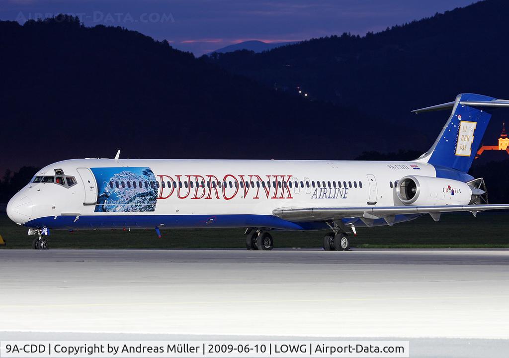 9A-CDD, 1982 McDonnell Douglas MD-82 (DC-9-82) C/N 49113, At night.