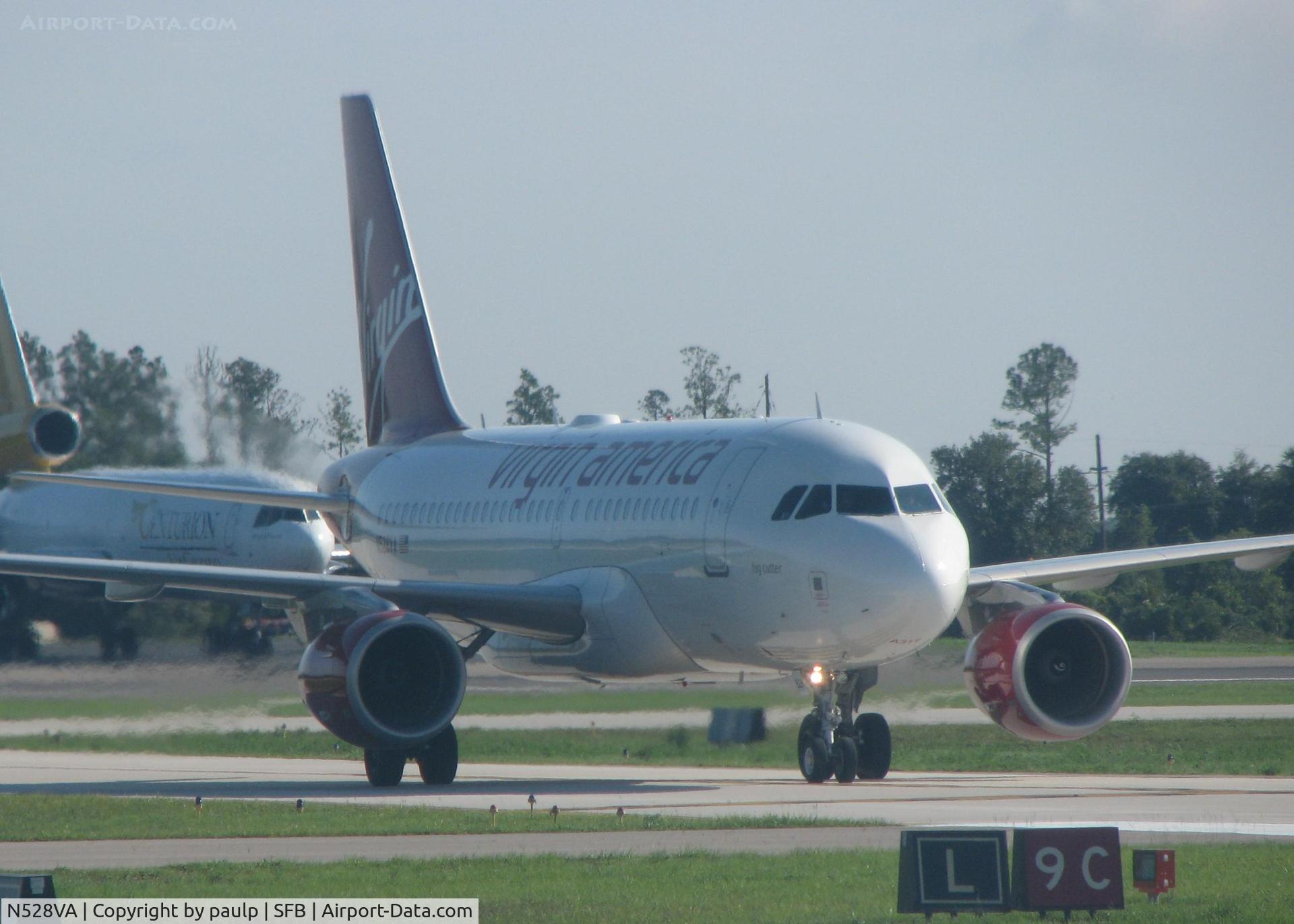 N528VA, 2008 Airbus A319-112 C/N 3445, Just landed at Orlando Sanford.