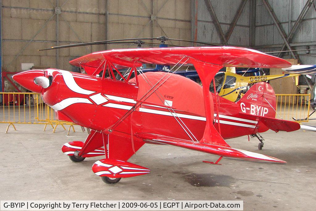 G-BYIP, 1981 Aerotek Pitts S-2A Special C/N 2244, Pitts S-2A at Perth Airport in Scotland