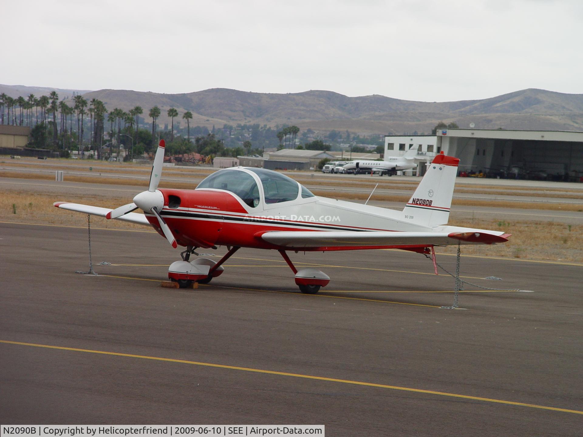 N209DB, 1971 Bolkow Bo-209 Monsun C/N 139, Parked and tied down on the southside at Gillespie Field