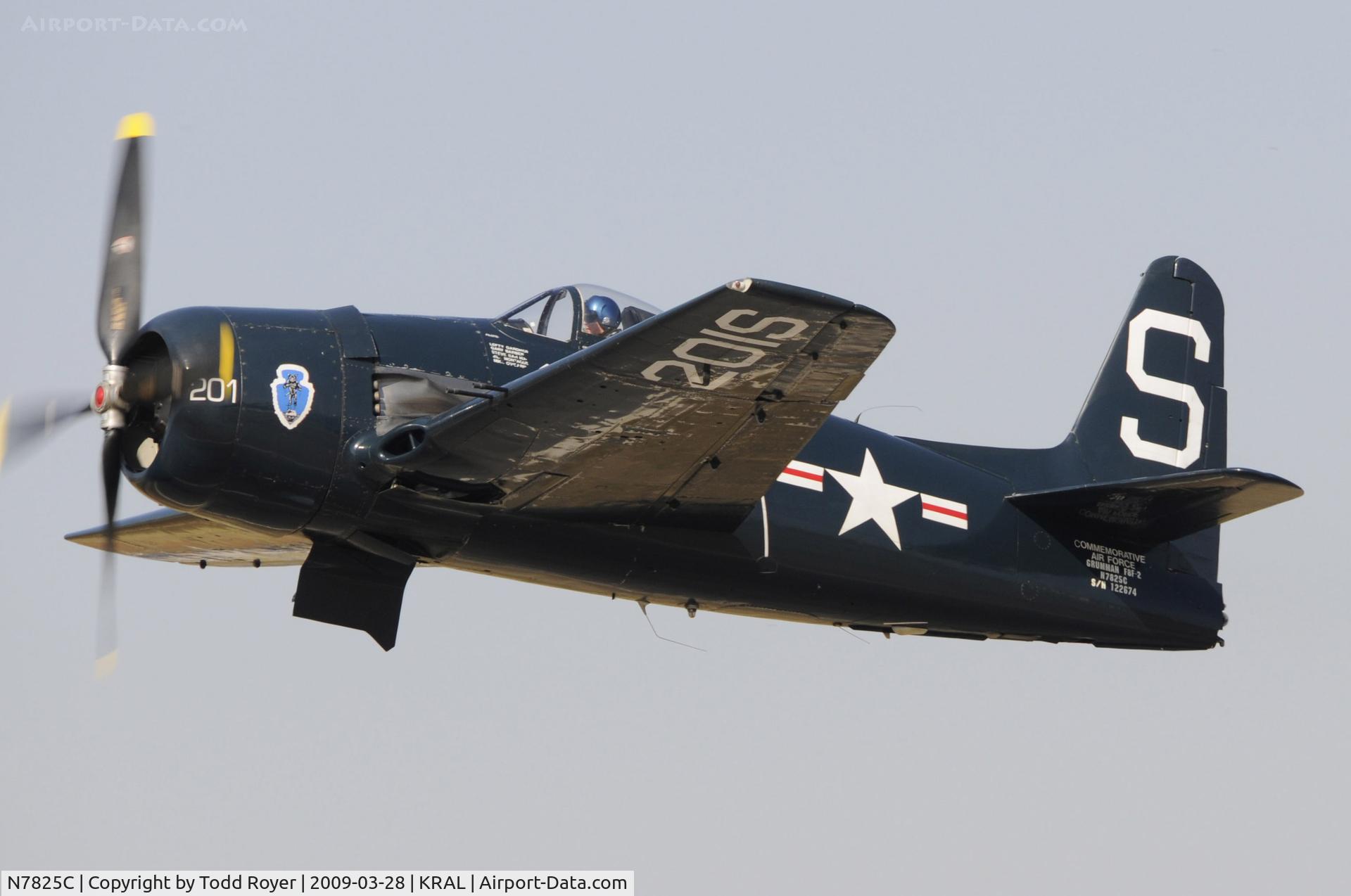 N7825C, 1948 Grumman F8F-2 (G58) Bearcat C/N D.1227, Departing RAL on 27