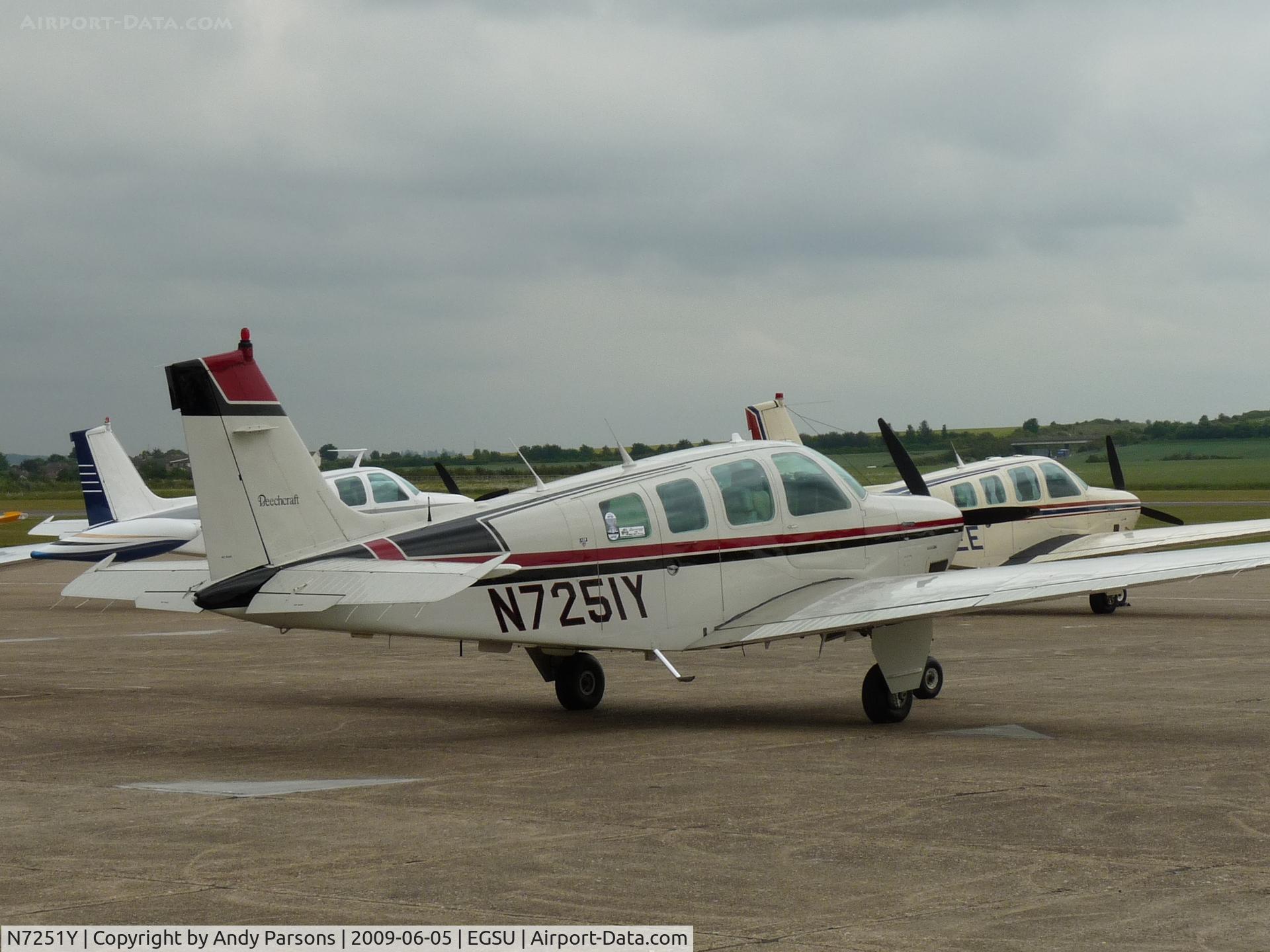 N7251Y, 1985 Beech A36 Bonanza 36 C/N E-2277, One of several for the European Bonanza Soc UK tour