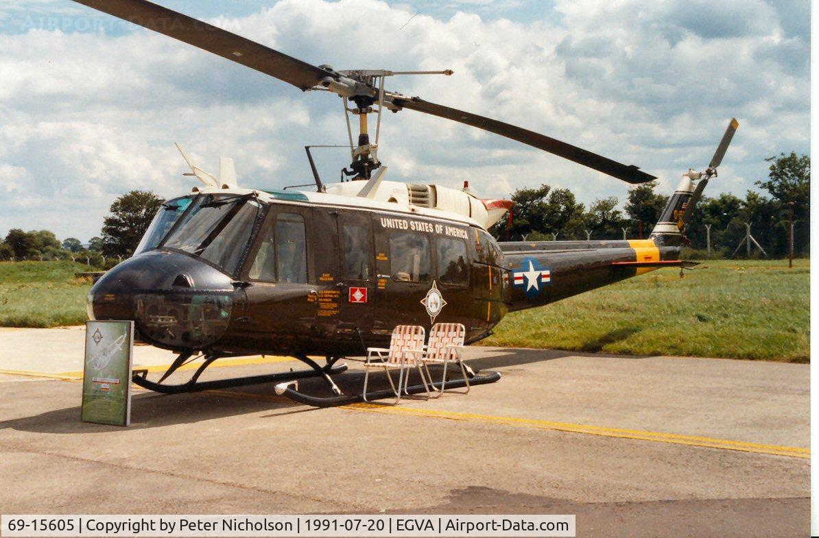 69-15605, 1969 Bell UH-1H Iroquois C/N 11893, USEUCOM UH-1H Iroquois on display at the 1991 Intnl Air Tattoo at RAF Fairford.