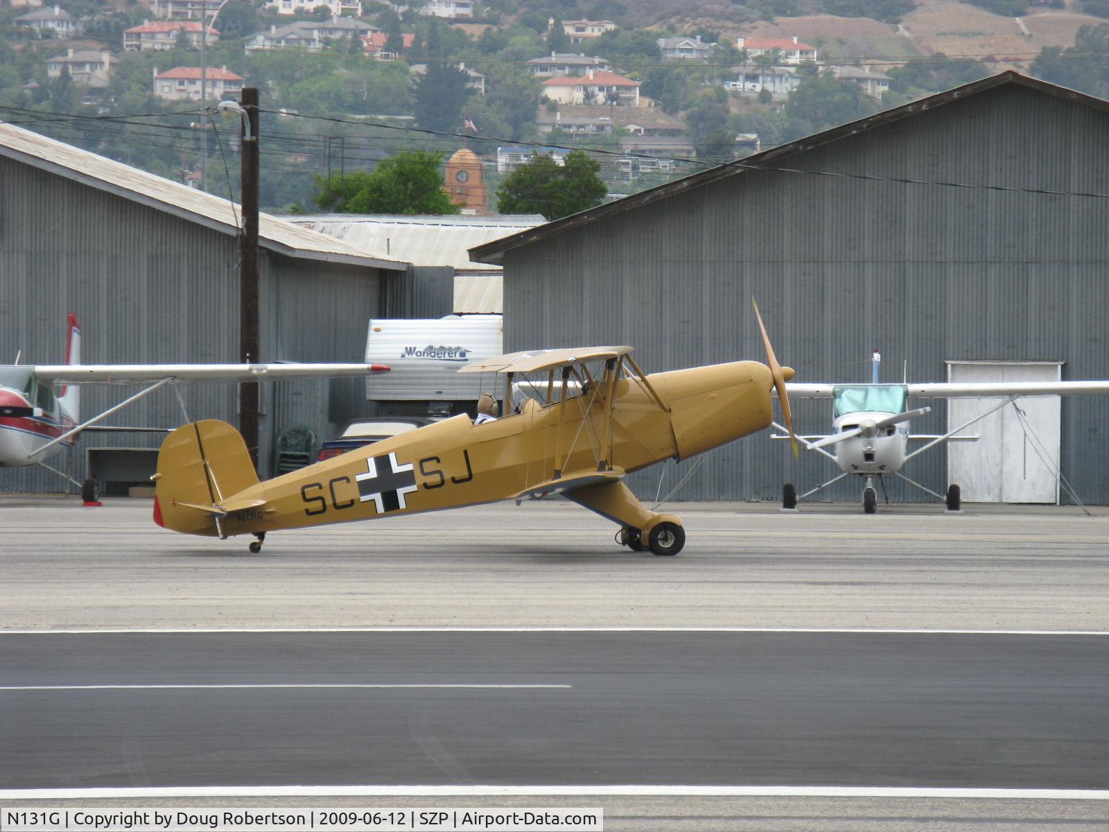 N131G, 1959 CASA 1-131 Jungmann C/N E3B-391, 1959 C.A.S.A. 1.131 Bucker JUNGMANN, LOM 332AK inverted in-line 4 cylinder 140 Hp, Taxi to Rwy 22