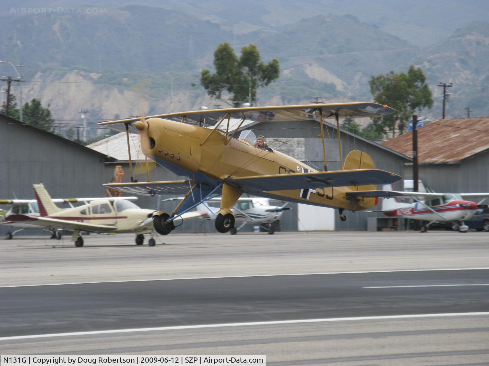 N131G, 1959 CASA 1-131 Jungmann C/N E3B-391, 1959 C.A.S.A. 1.131 Bucker JUNGMANN, LOM 332AK inverted in-line 4 cylinder 140 Hp, Takeoff climb Rwy 22