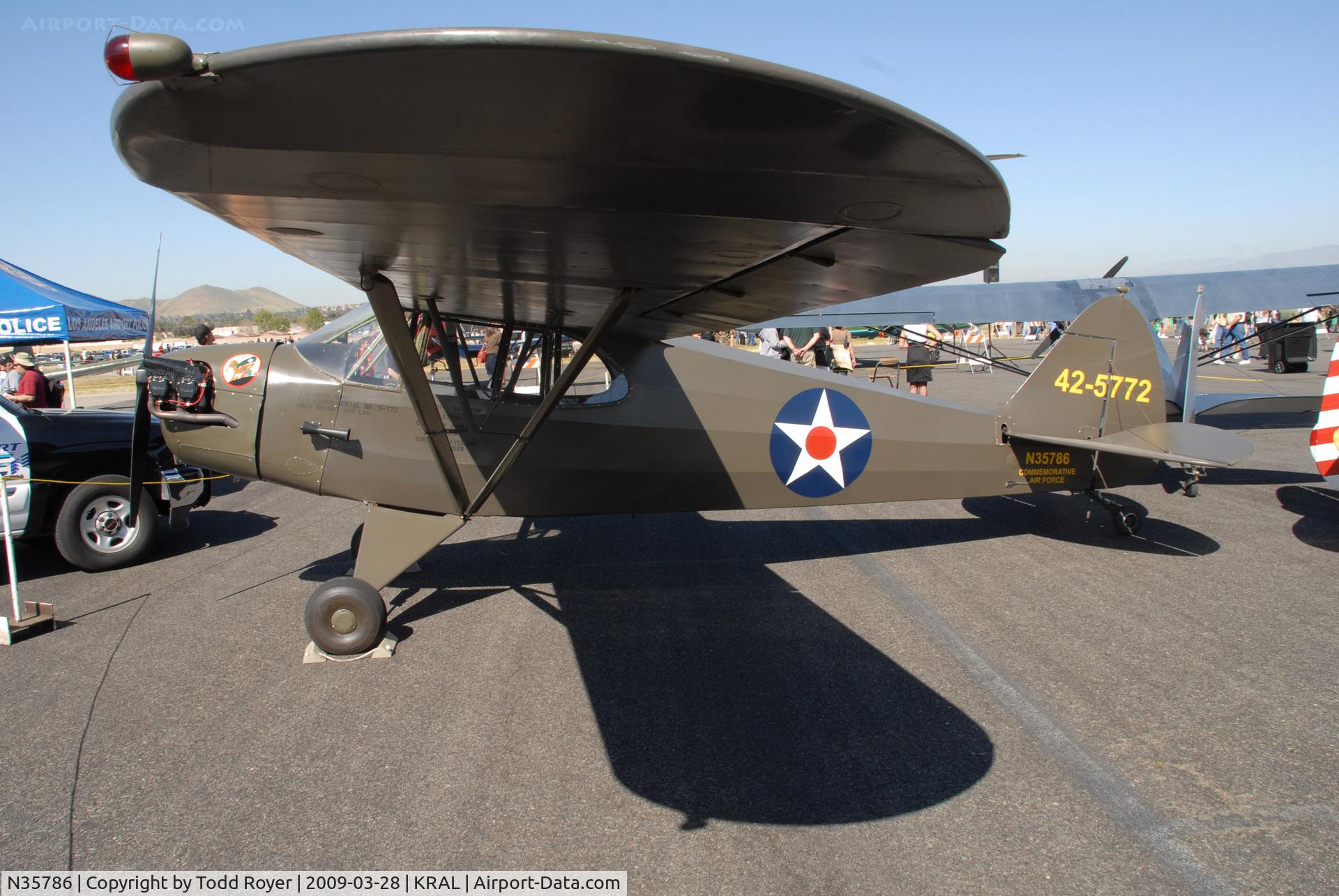 N35786, 1941 Piper J5A Cub Cruiser C/N 5-772, Riverside Airshow 2009