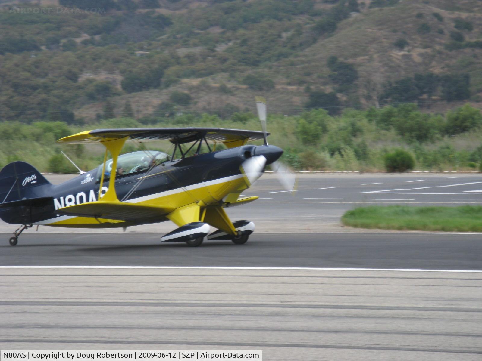 N80AS, 1992 Pitts S-2B Special C/N 5244, 1992 Pitts Aerobatics PITTS S-2B, Lycoming AEIO-540, landing Rwy 22