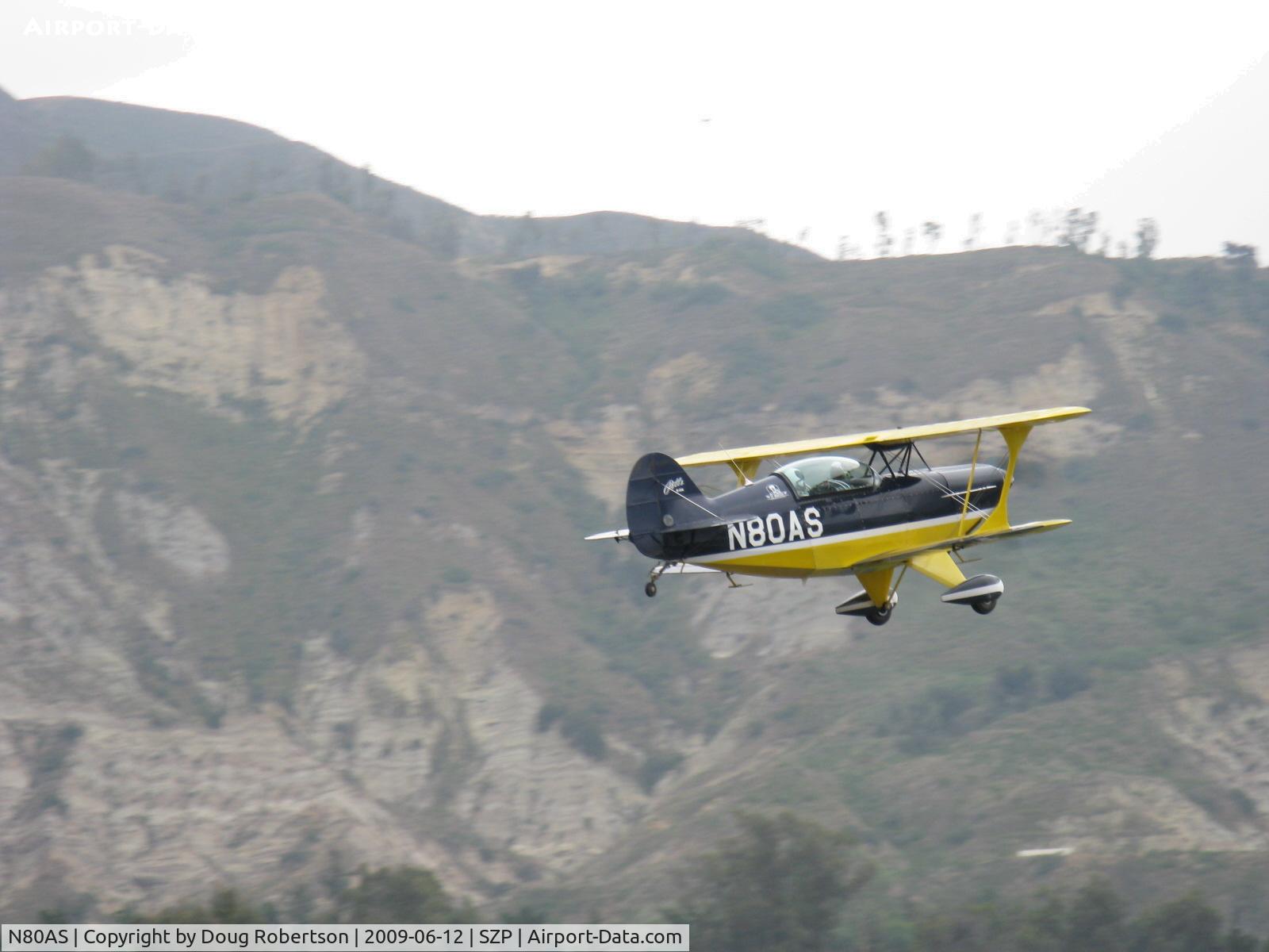 N80AS, 1992 Pitts S-2B Special C/N 5244, 1992 Pitts Aerobatics PITTS S-2B, Lycoming AEIO-540, takeoff climb Rwy 22