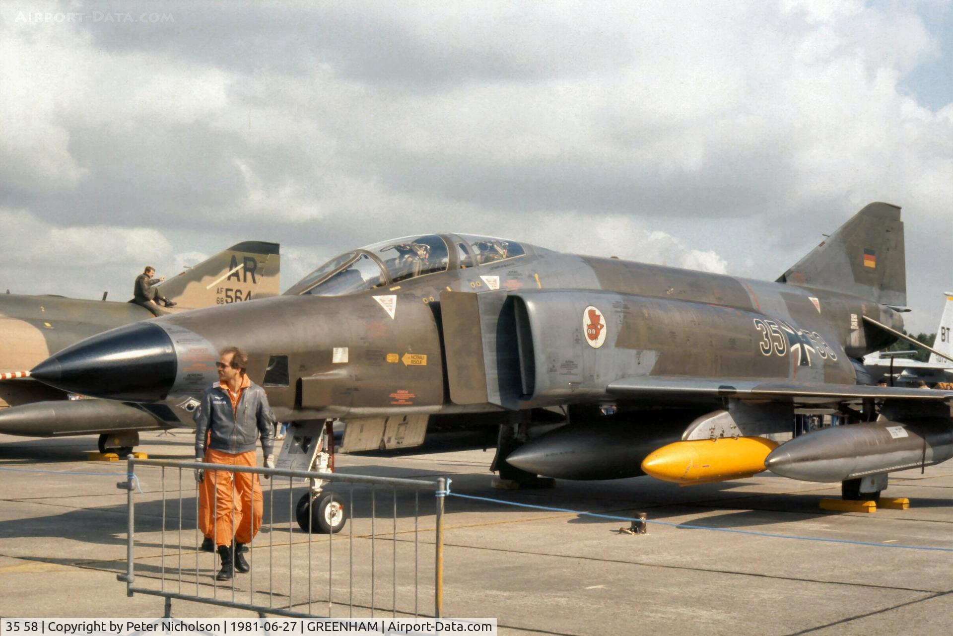 35 58, 1969 McDonnell Douglas RF-4E Phantom II C/N 4137, RF-4E Phantom of AKG-31 at the 1981 Intnl Air Tattoo at RAF Greenham Common.