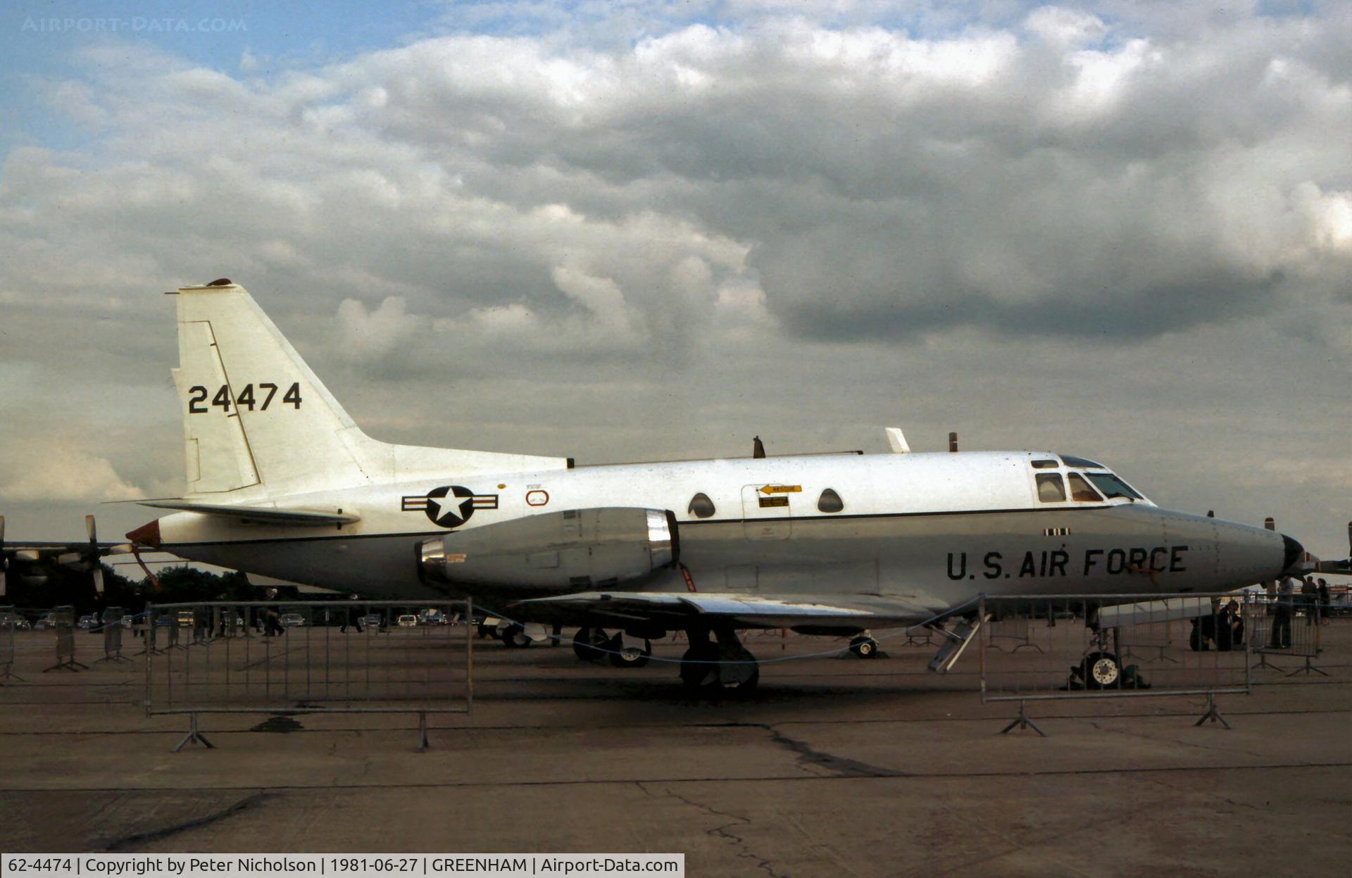 62-4474, 1962 North American CT-39A Sabreliner C/N 276-27, CT-39A Sabreliner of 58th Military Airlift Squadron on display at the 1981 Intnl Air Tattoo at RAF Greenham Common.