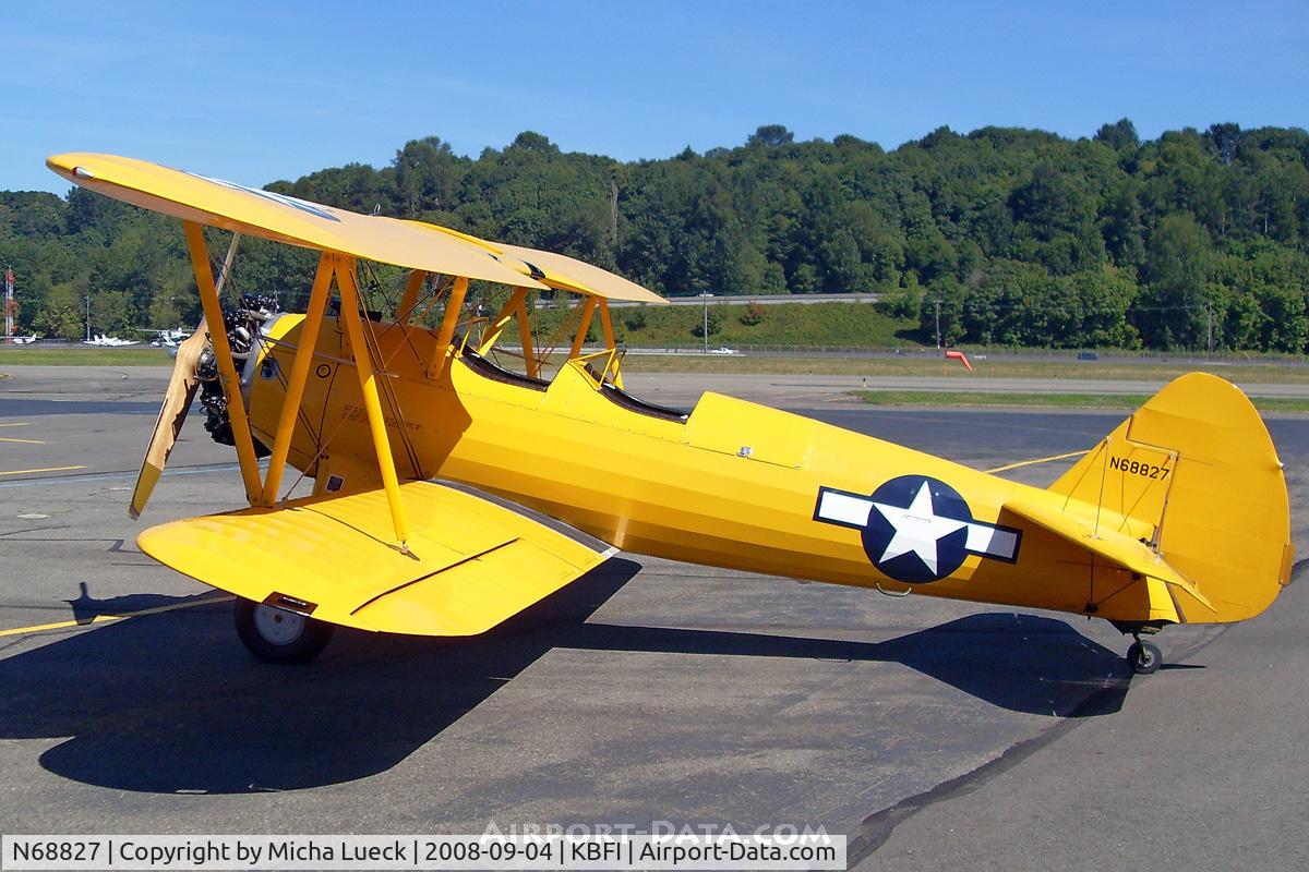 N68827, 1942 Boeing A75N1(PT17) C/N 75-5701, Stearman PT-17 N2S KAYDET at Boeing field/Musm of Flight