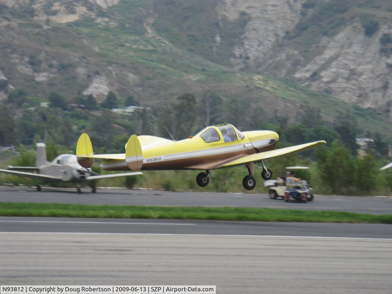 N93812, 1946 Erco 415C Ercoupe C/N 1135, 1946 ERCO Ercoupe 415-C, Continental A&C75 75 Hp, takeoff climb Rwy 22