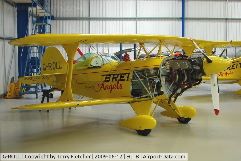 G-ROLL, 1978 Aerotek Pitts S-2A Special C/N 2175, Hangared  at 2009 AeroExpo at Wycombe Air Park