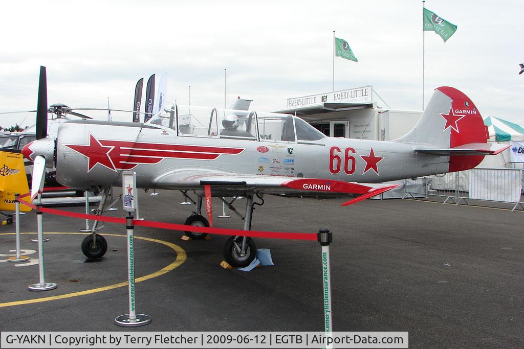 G-YAKN, 1985 Bacau Yak-52 C/N 855905, Red 66 , Yak 52 , exhibited at 2009 AeroExpo at Wycombe Air Park