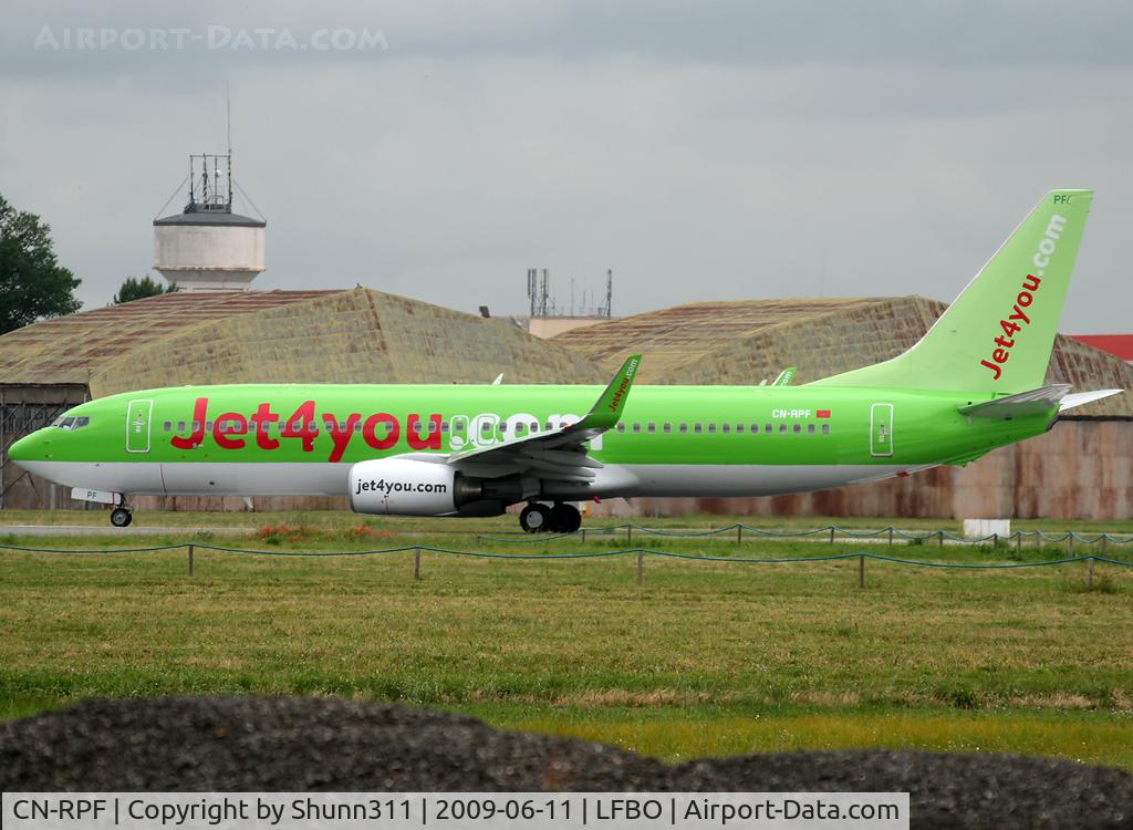 CN-RPF, 2007 Boeing 737-8K5 C/N 34691, Ready for take off rwy 32R... New aircraft in Jet4You fleet list...