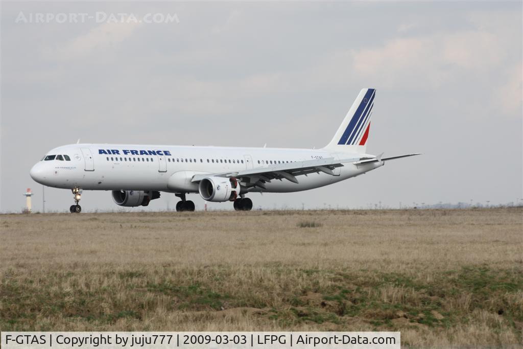 F-GTAS, 2008 Airbus A321-212 C/N 3419, on landing at CDG