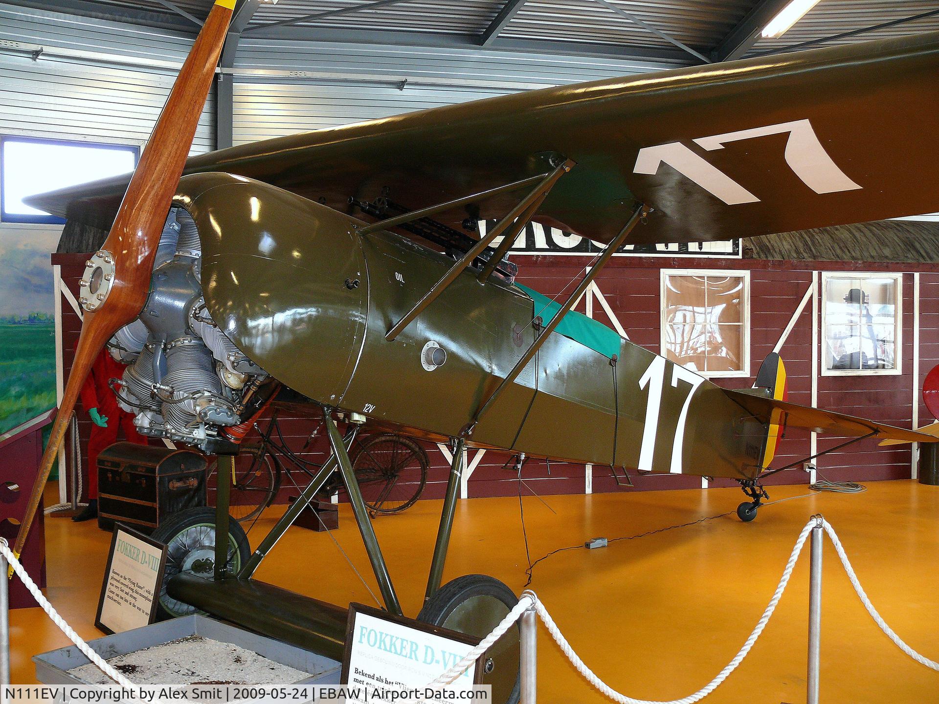 N111EV, 1986 Fokker D-VIII Replica C/N A-2, Fokker DVIII N111EV Stampe & Vertongen Museum painted as Belgian Air Force 17