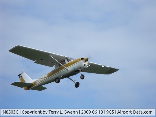 N8503G, 1965 Cessna 150F C/N 15062603, Just took off from Royalton Airport.