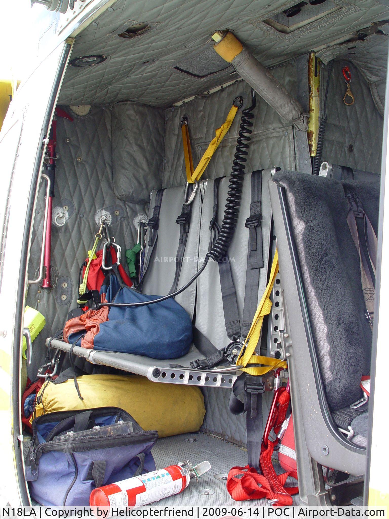 N18LA, 1992 Bell 412 C/N 36043, Work area next to Flight Para-Medic area. Ship being worked on at Brackett