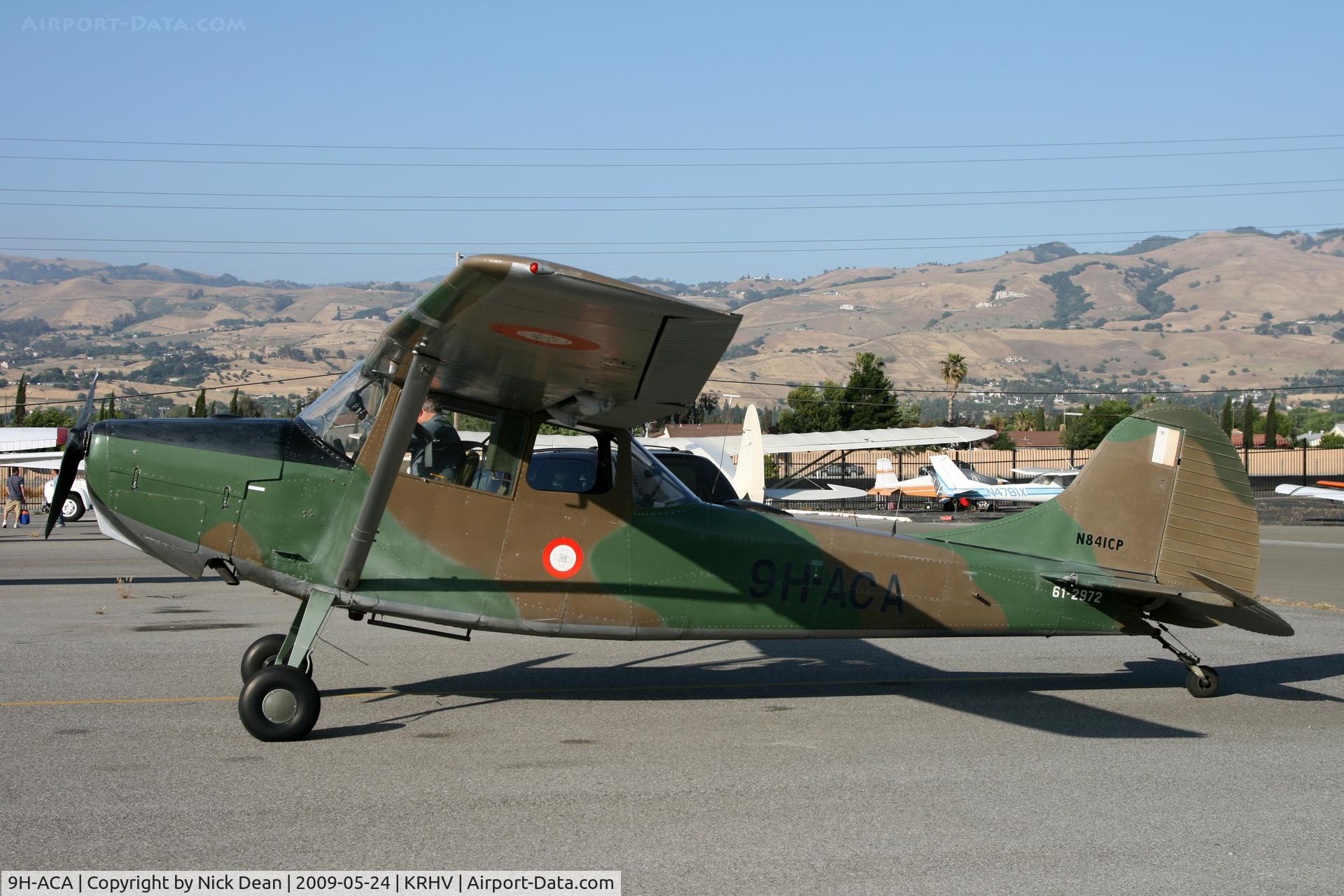 9H-ACA, 1961 Cessna O-1E Bird Dog C/N 305M-0018, KRHV This airframe is ex 61-2972 and 9H-ACA is currently regitered N841CP and carries all 3 identities