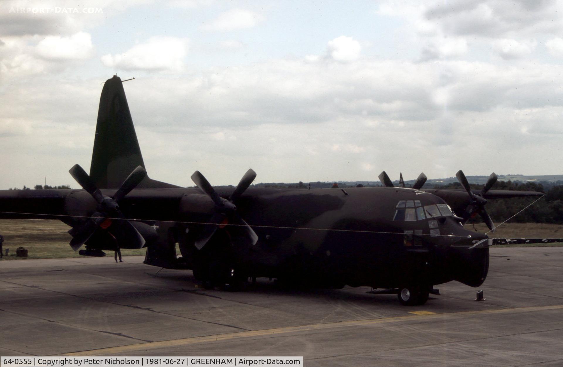 64-0555, 1964 Lockheed MC-130E Hercules C/N 382-4056, Another view of the 7th Special Operations Squadron Hercules on display at the 1981 Intnl Air Tattoo at RAF Greenham Common.