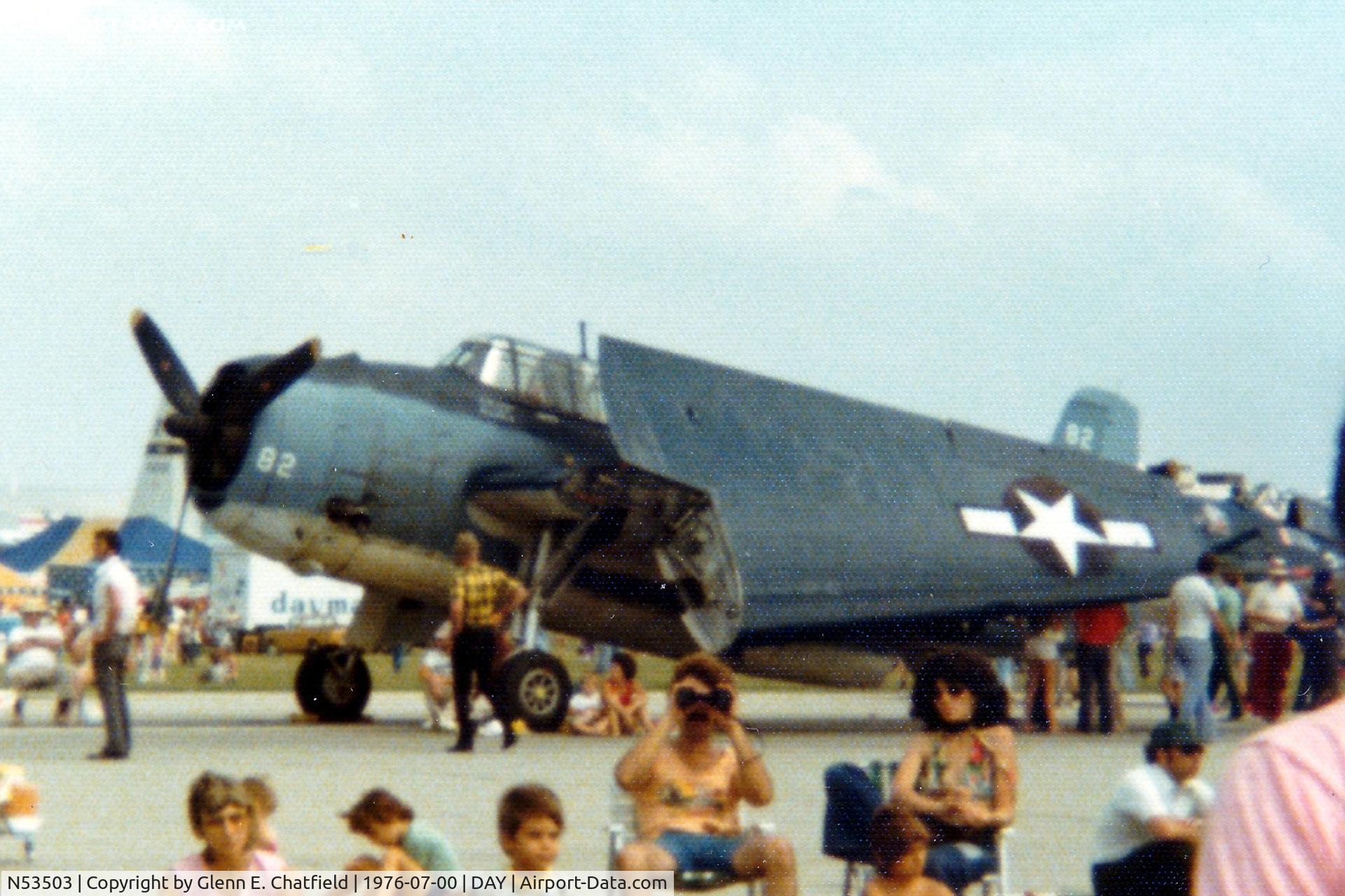 N53503, 1945 Grumman TBM-3E Avenger C/N 53503, At the Dayton International Air Show.  Instamatic 110 print.