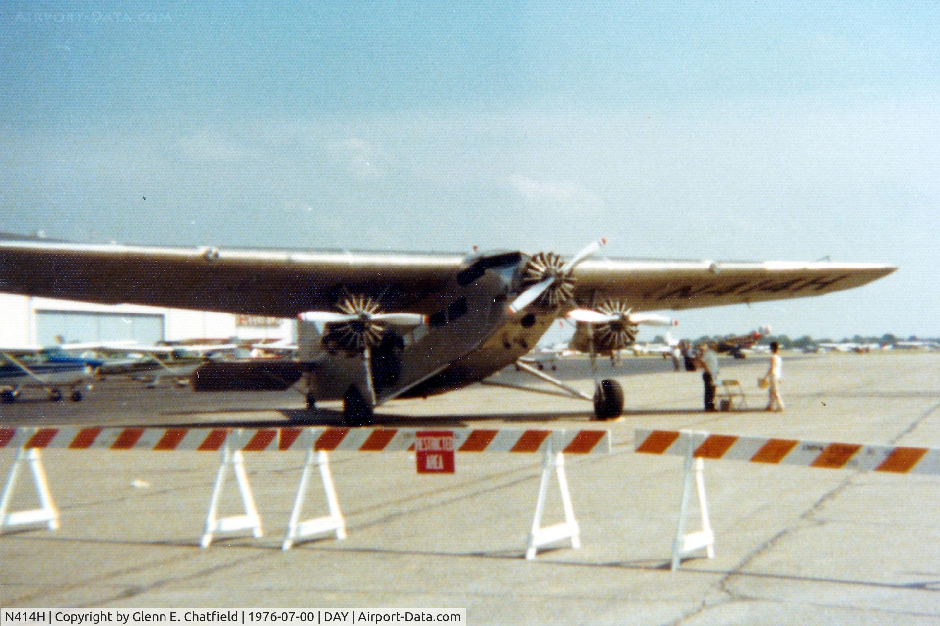 N414H, 1929 Ford 5-AT-C Tri-Motor C/N 74, At the Dayton International Air Show.  Instamatic 110 print.