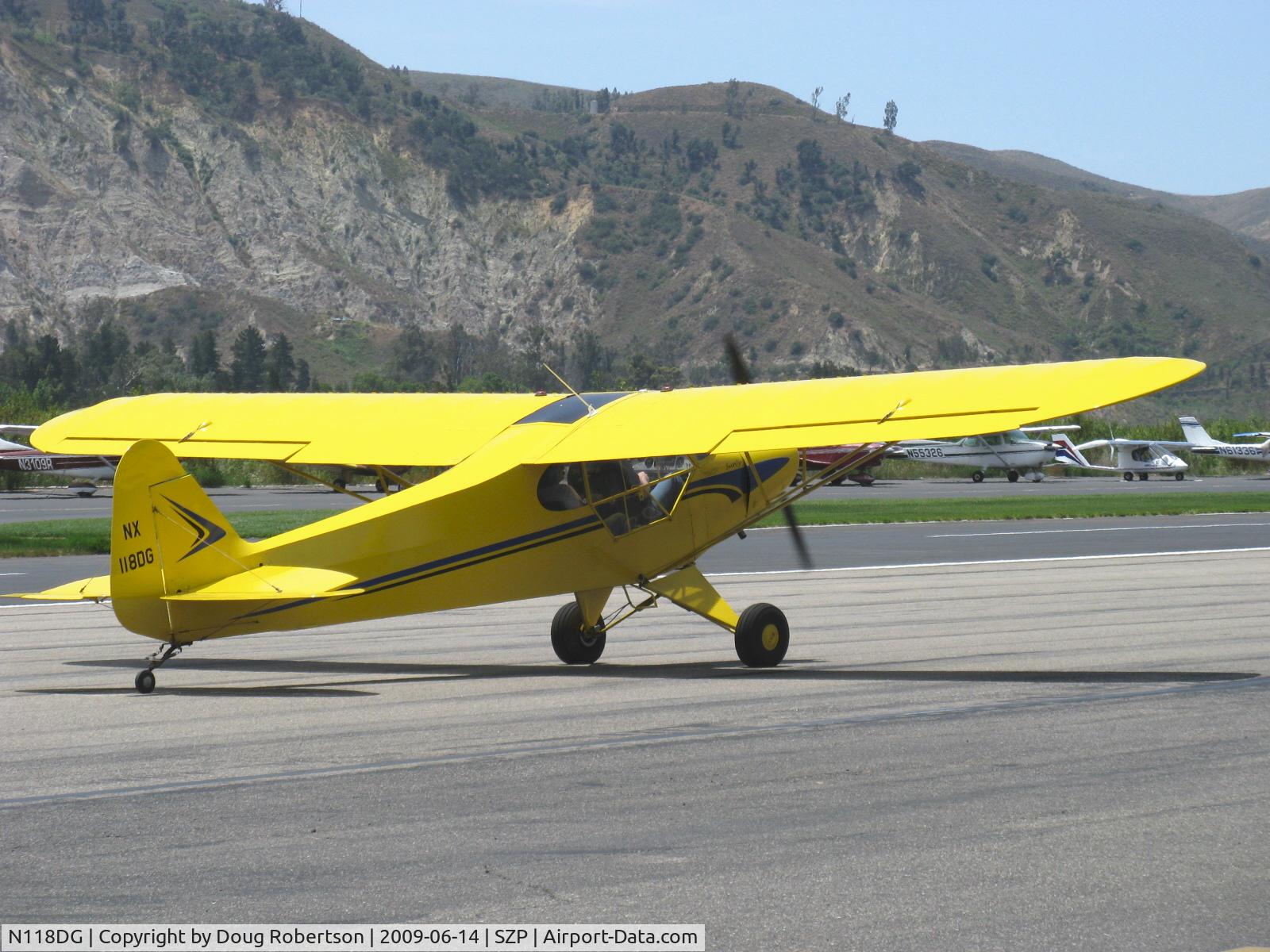 N118DG, 2008 Piper PA-18 Replica C/N 001, 2008 Ganzer XPA18, Continental O-200 100 Hp, Micro vortex generators, taxi