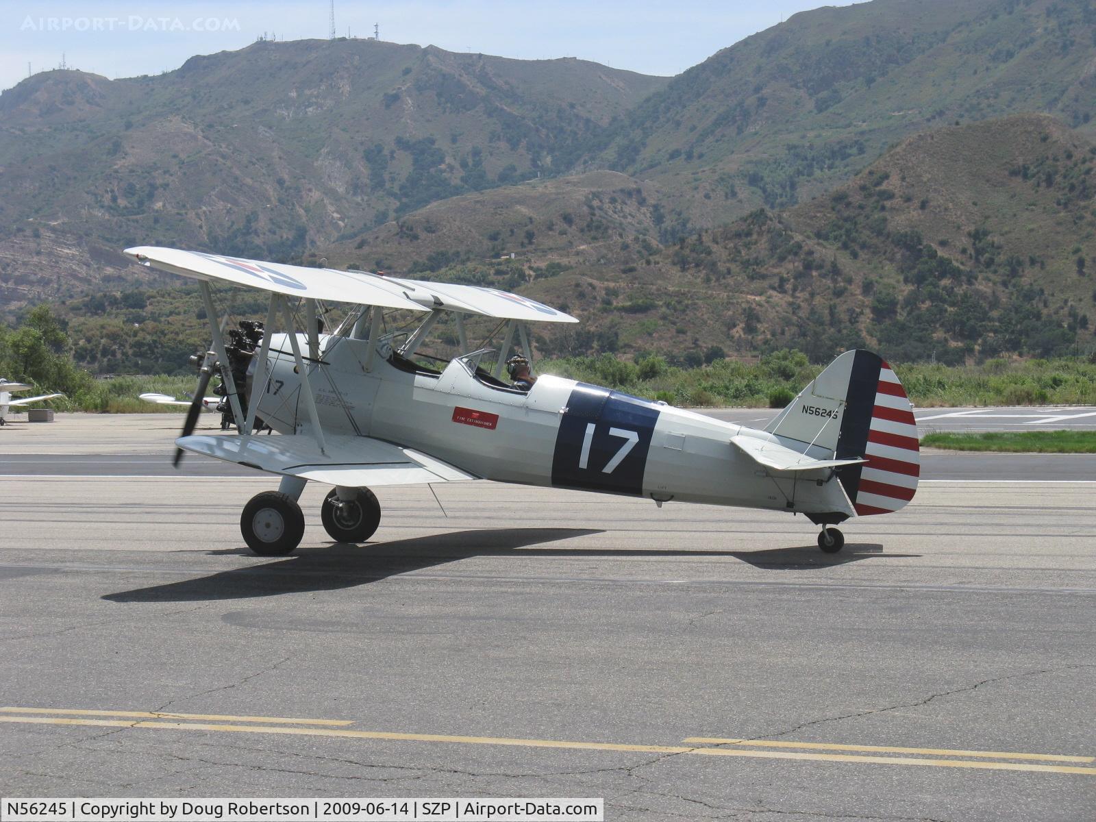 N56245, 1941 Boeing A75N1(PT17) C/N 75-4284, 1942 Boeing Stearman A75N1 (PT17), Jacobs R755-B2M 275 Hp upgrade from original 220 Hp Continental WR-670, taxi