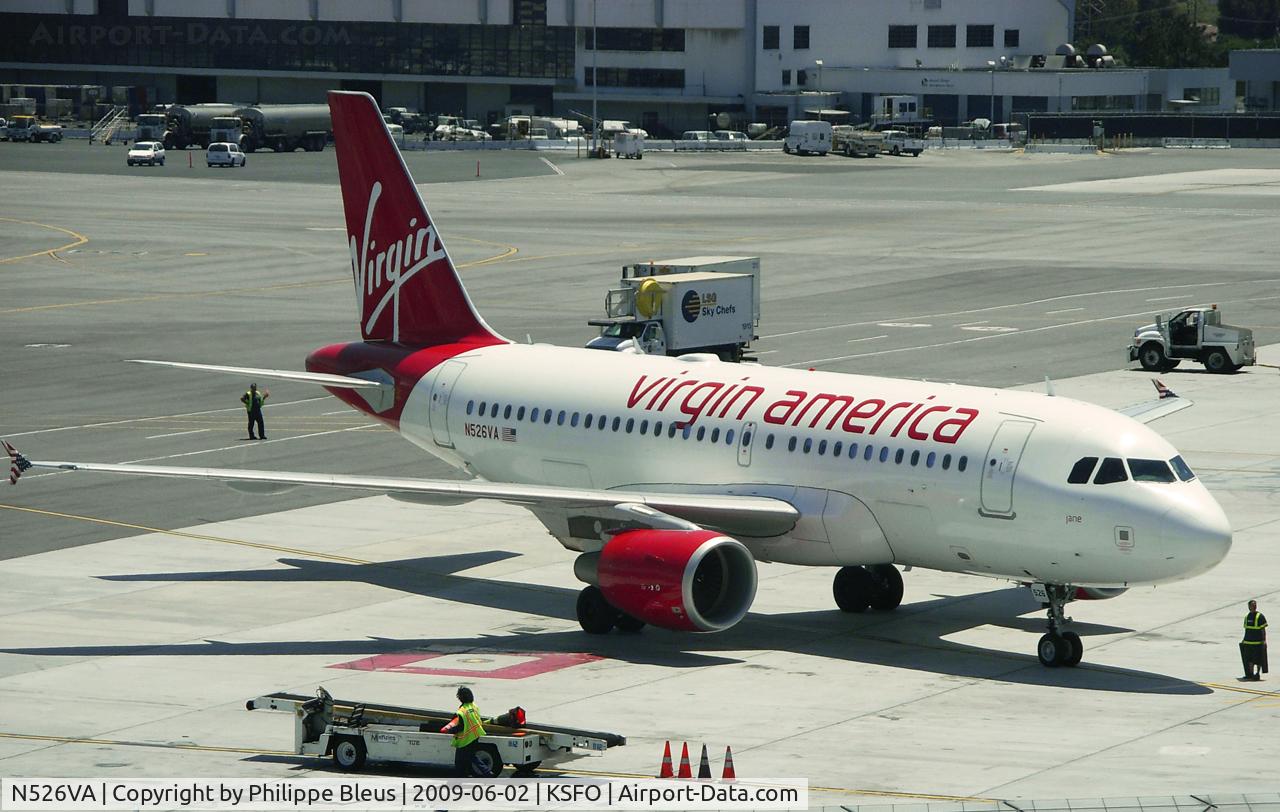 N526VA, 2008 Airbus A319-112 C/N 3347, Arriving at gate.