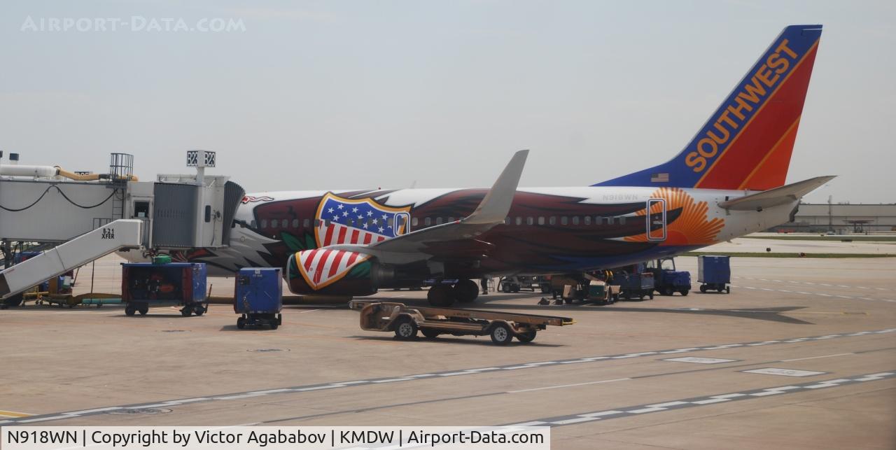 N918WN, 2008 Boeing 737-7H4 C/N 29843, At Midway