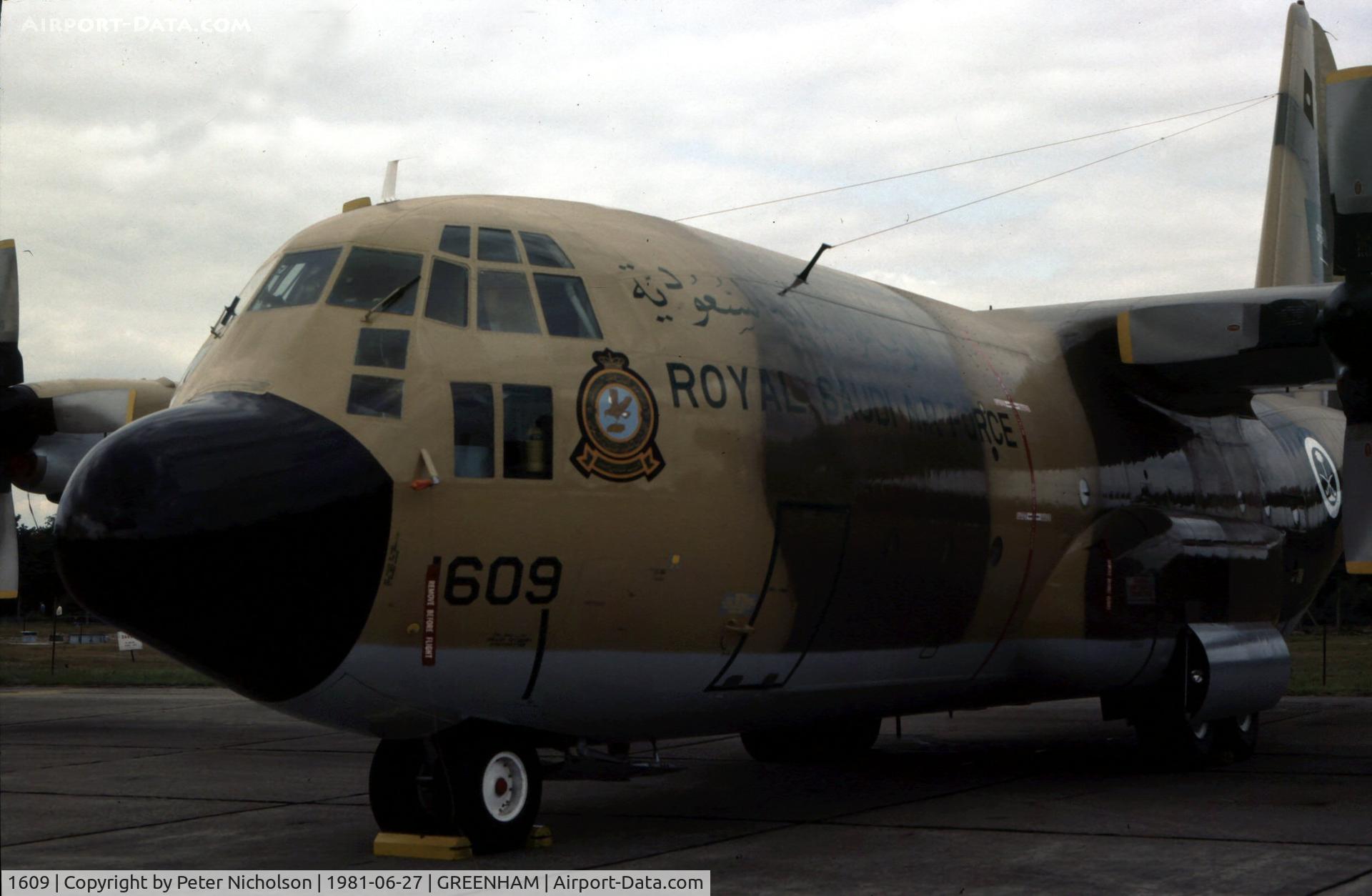 1609, 1968 Lockheed C-130H Hercules C/N 382-4311, C-130H Hercules of 16 Squadron Royal Saudi Air Force at the 1981 Intnl Air Tattoo at RAF Greenham Common.