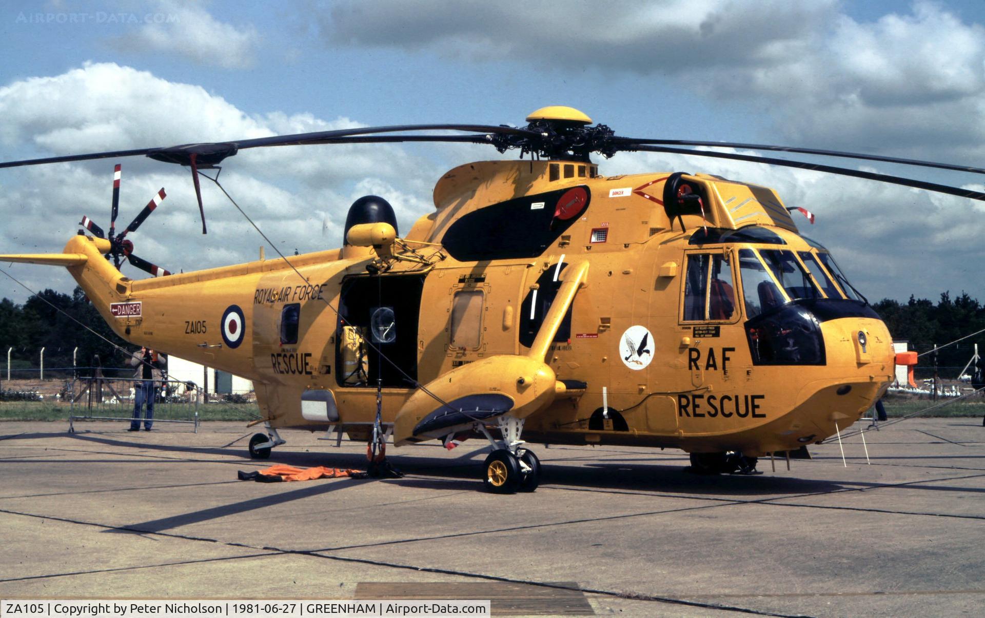 ZA105, 1980 Westland Sea King HAR.3 C/N WA886, Sea King HAR.3 of 202 Squadron on display at the 1981 Intnl Air Tattoo at RAF Greenham Common.